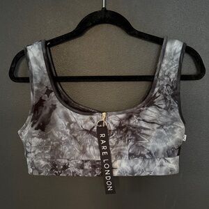 Rare London Zip Up Tie Dye Cropped Tank Top